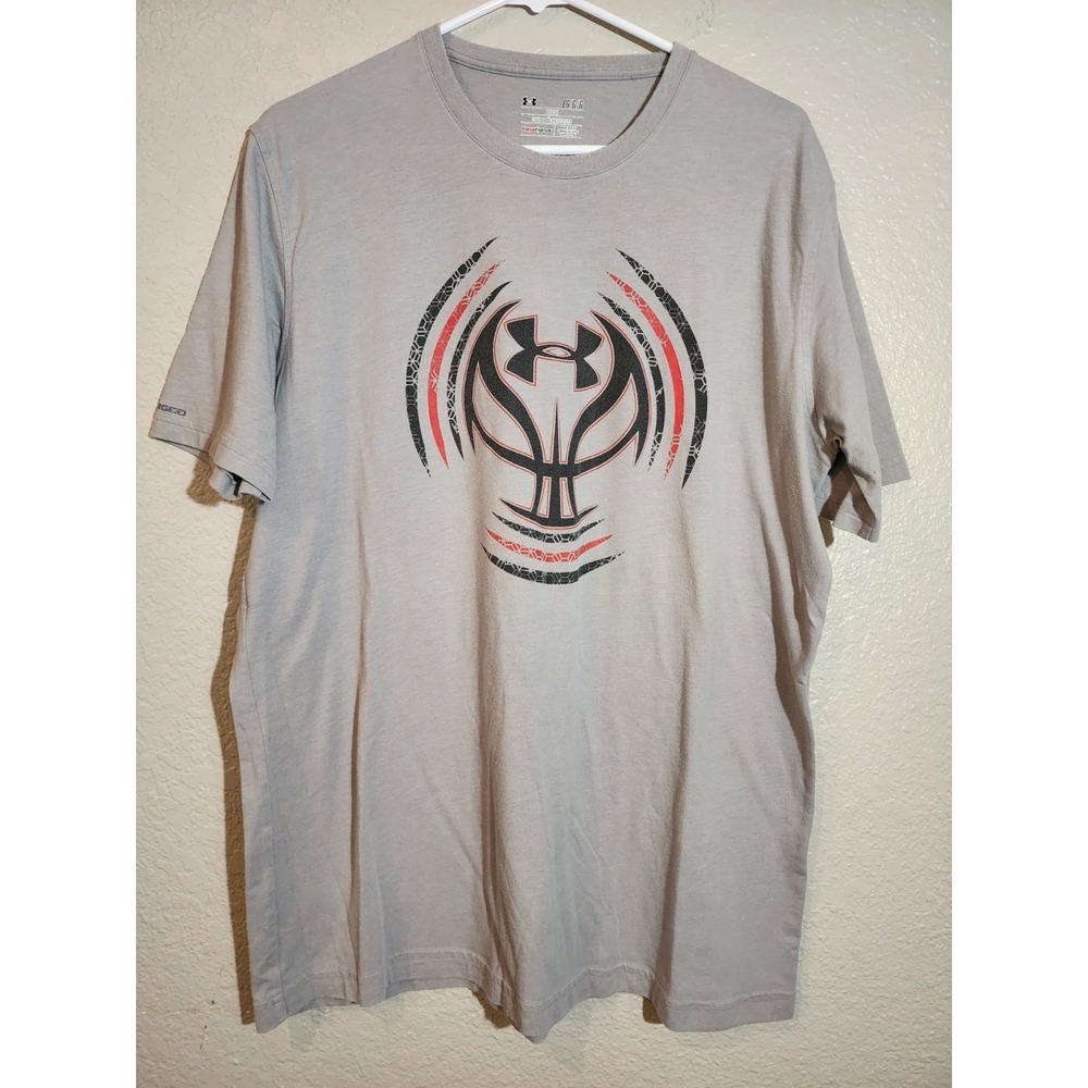 Under‎ Armour Men's T-Shirt, Size Large, Gray, Graphic Print, Short Sleeve, Logo